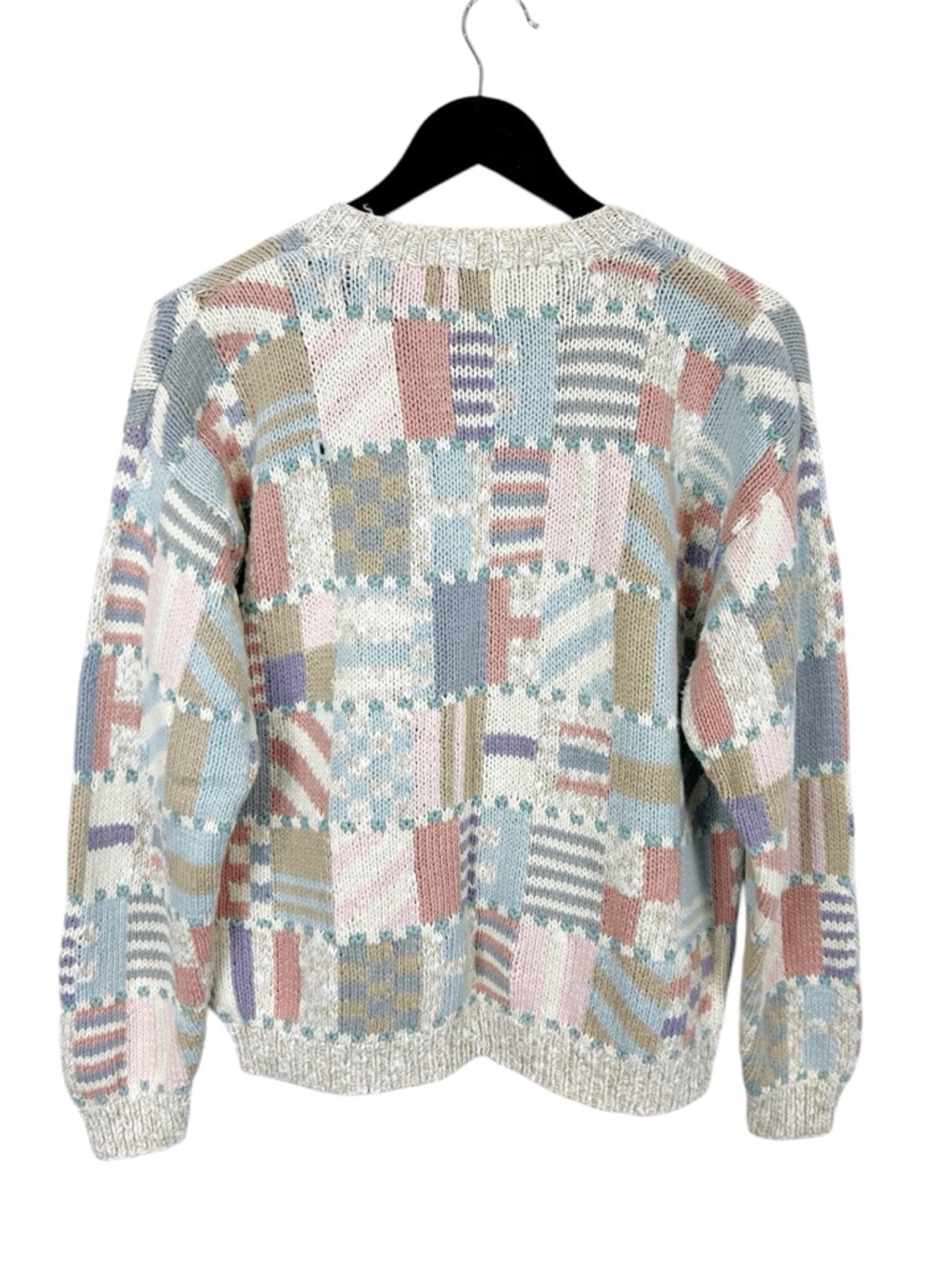 Marsh Landing VTG Patchwork Knit Button-Front Cardigan Size Small - Picture 2 of 7